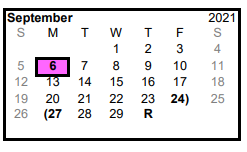 District School Academic Calendar for Eustace High School for September 2021