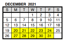 District School Academic Calendar for Helfrich Park Middle School for December 2021