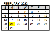 District School Academic Calendar for School Of Academic & Career Dev for February 2022