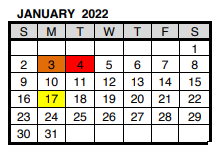 District School Academic Calendar for Delaware Elementary School for January 2022