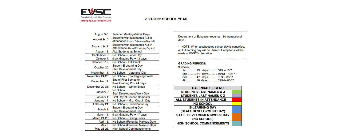 District School Academic Calendar Key for Stockwell Elementary School