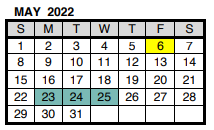 District School Academic Calendar for North High School for May 2022