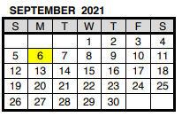 District School Academic Calendar for Delaware Elementary School for September 2021