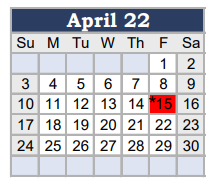 District School Academic Calendar for Bishop Elementary for April 2022