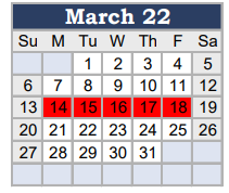 District School Academic Calendar for Tarrant County Jjaep School for March 2022
