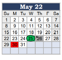 District School Academic Calendar for Everman J H for May 2022