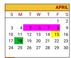 District School Academic Calendar for Freestone Navarro Alter for April 2022