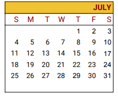 District School Academic Calendar for Freestone Navarro Alter for July 2021