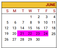 District School Academic Calendar for Fairfield Junior High for June 2022