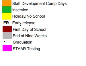 District School Academic Calendar Legend for Fairfield Junior High