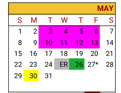 District School Academic Calendar for Freestone Navarro Alter for May 2022