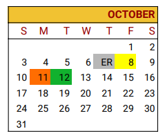 District School Academic Calendar for Fairfield Junior High for October 2021