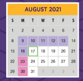 District School Academic Calendar for Collin Co J J A E P for August 2021