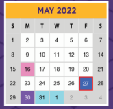 District School Academic Calendar for Collin Co J J A E P for May 2022