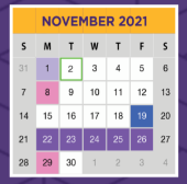 District School Academic Calendar for Farmersville Junior High School for November 2021