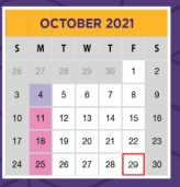 District School Academic Calendar for Tatum Elementary for October 2021