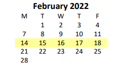 District School Academic Calendar for Fayette Elementary School for February 2022