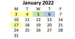 District School Academic Calendar for Hubbertville School for January 2022