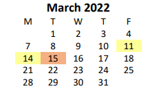 District School Academic Calendar for Whitewater Middle School for March 2022