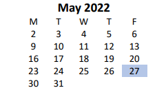 District School Academic Calendar for Fayette Elementary School for May 2022