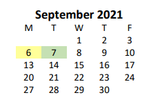 District School Academic Calendar for Stonewall Elementary School for September 2021