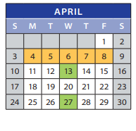 District School Academic Calendar for Support School for April 2022