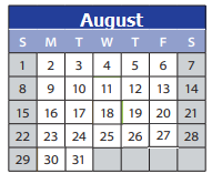 District School Academic Calendar for Sequoyah Middle School for August 2021