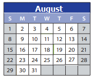 District School Academic Calendar for Childhaven for August 2021