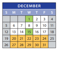 District School Academic Calendar for Employment Transition Program for December 2021