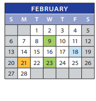 District School Academic Calendar for Employment Transition Program for February 2022