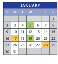 District School Academic Calendar for Employment Transition Program for January 2022