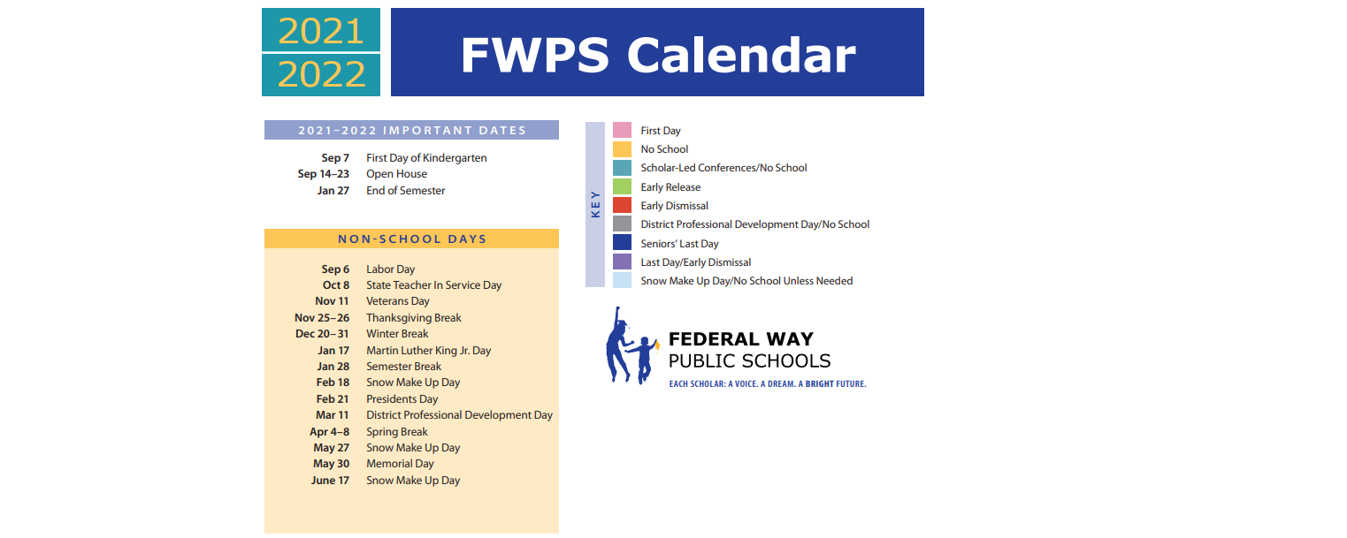 District School Academic Calendar Key for Federal Way Senior High School