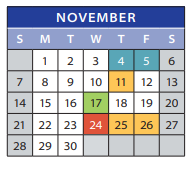 District School Academic Calendar for Employment Transition Program for November 2021