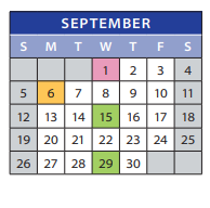 District School Academic Calendar for Employment Transition Program for September 2021