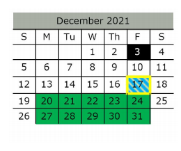District School Academic Calendar for Ferris High School for December 2021