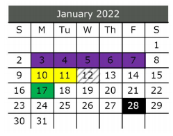 District School Academic Calendar for Ferris J H for January 2022