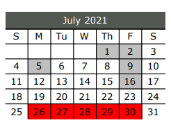 District School Academic Calendar for Hazel Ingram Elementary for July 2021