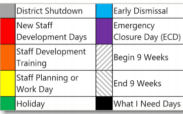 District School Academic Calendar Legend for Hazel Ingram Elementary