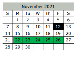 District School Academic Calendar for Ferris J H for November 2021
