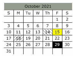 District School Academic Calendar for Ferris J H for October 2021