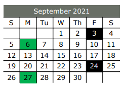 District School Academic Calendar for Ferris J H for September 2021