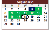 District School Academic Calendar for Flatonia Elementary for August 2021