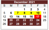 District School Academic Calendar for Flatonia Secondary for December 2021