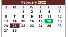 District School Academic Calendar for Flatonia Elementary for February 2022
