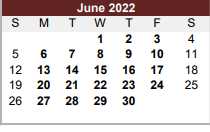 District School Academic Calendar for Flatonia Secondary for June 2022