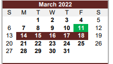 District School Academic Calendar for Flatonia Secondary for March 2022