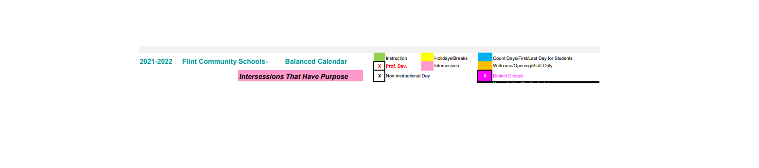 District School Academic Calendar Key for Wilkins School