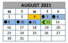 District School Academic Calendar for Florence Middle for August 2021