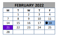 District School Academic Calendar for Florence J J A E P for February 2022