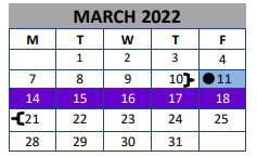 District School Academic Calendar for Florence Middle for March 2022